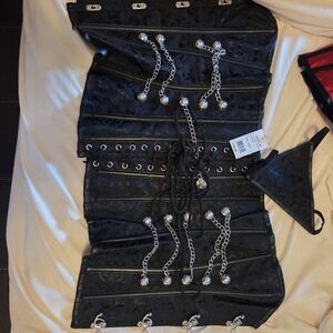 Black Corset with Silver Chain Details